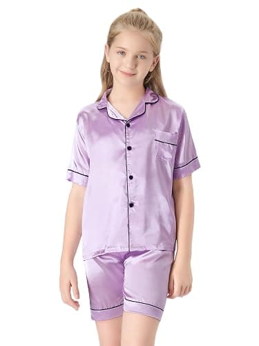 Topgal Satin Pajamas for Girls – Coat Style Silky Button Down PJ Set Size 6-16 thumbnail 4