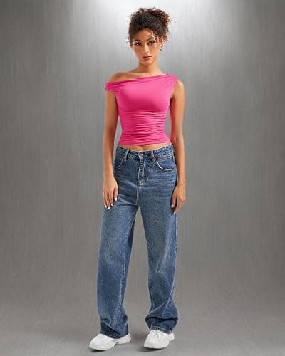 SUUKSESS Women Off Shoulder Tops Sleeveless Shirts Y2K Going Out Crop Tank Top thumbnail 7
