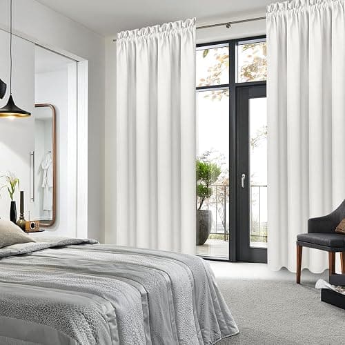 DWCN Blackout Curtains for Bedroom Living Room 42 x 84 Inch Long Ivory | 2 Panels Set, Room Darkening, Thermal Insulated, Light Blocking, Rod Pocket Drapes, Noise Reducing Window Treatments thumbnail 3