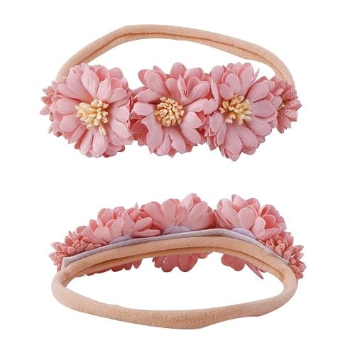 BFNAAgirl Baby Girl Headbands Nylon Flower Elastic Hairbands 6pcs Hair Accessories Gift for Newborn Infant Toddlers - 6pcs/set-5 thumbnail 5
