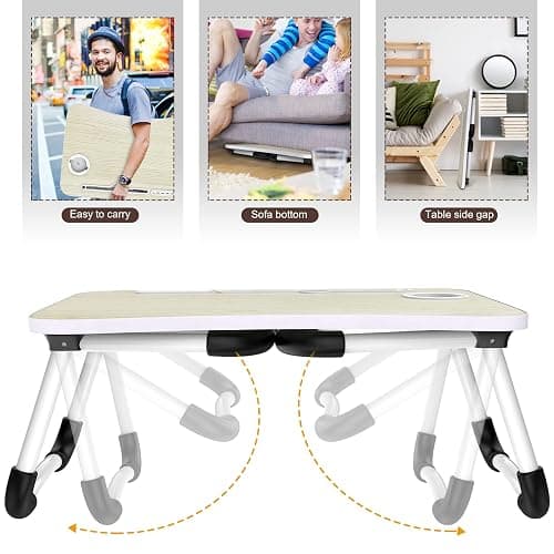 Zapuno Laptop Lap Desk, Foldable Laptop Table Tray with 4 USB Ports Storage Drawer and Cup Holder, Lap Bed Desk Notebook Stand Laptray Portable Standing Table for Bed Couch Floor thumbnail 6