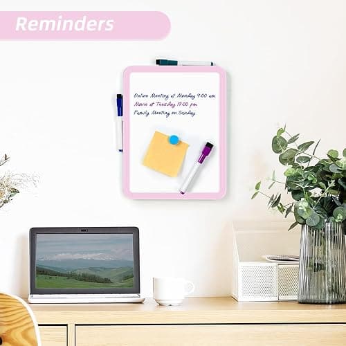 VUSIGN Small White Board Dry Erase, 8.5'' x 11'' Magnetic Dry Erase Board, Mini Whiteboard with Markers for Kids, Students, Fridge, Wall, Locker, Pink - F-pink - 8.5''x11'' thumbnail 3