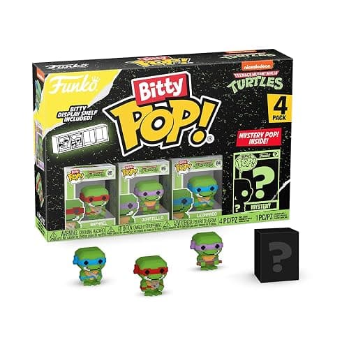 Funko Bitty POP! Teenage Mutant Ninja Turtles (TMNT) - Shredder, 4-Pack - 8-Bit Raphael, 8-Bit Donatello, 8-Bit Leonardo and A Surprise Mystery Mini Figure - 0.9 Inch (2.2 Cm) Collectable - Gift Idea - Image 1