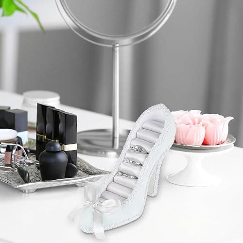 Biiange Small High Heels Jewelry Storage, Bow High Heel Jewelry Organizer for Women, Earring Ring Display Holder, Home Decor Ornaments Storage Rack, Gift for Women Girls (Blue) thumbnail 5
