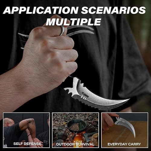 Dispatch Tactical Fixed Blade Knife, 5cr15mov Steel Blade G10 Handle, Full Tang Double Edged Sharp Claw Knife, EDC Utility Knives for Outdoor Survival Hiking Camping with Kydex Sheath thumbnail 9