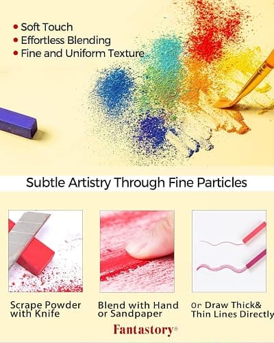 Fantastory Long Soft Chalk Pastels Set, 72 Sticks,Includes 5 Fluorescent Colors; Non Toxic Soft Pastels for Artists,Beginners;Classroom; Drawing,Blending,Layering;Christmas Art Supplies thumbnail 5