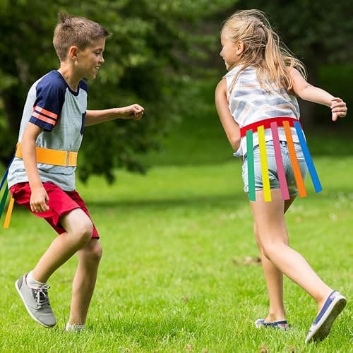 Wettarn 8 Pcs Catch Tail Game Belt Set Kids,Red,Orange,Yellow,Green | Colorful Streamers, Field Day Games, Birthday Party Activities, Outdoor Catch the Tail Challenge for Kids Adults thumbnail 2