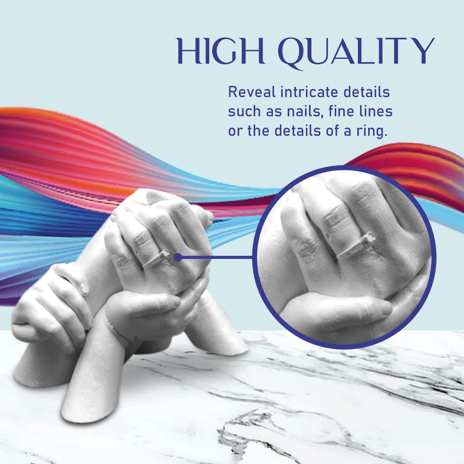 Hand Casting Kit for Families, Keepsake – DIY Plaster Statue Cast Kit - Wedding, Anniversary, Valentine’s Gift Idea for Men & Women - 4 Adult Hands Sculpture Kit with Alginate & Casting Powder (Hand Casting Kit - XL Edition) thumbnail 6