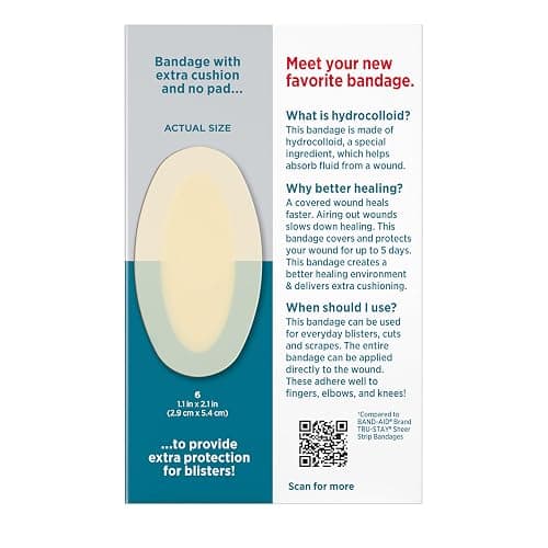 BAND-AID Brand Pro Heal Hydrocolloid Blister Bandages for Advanced Healing, 100% Waterproof, Extra Cushion for Blister Protection and Less Scarring Versus Uncovered Wound, 6 ct thumbnail 9