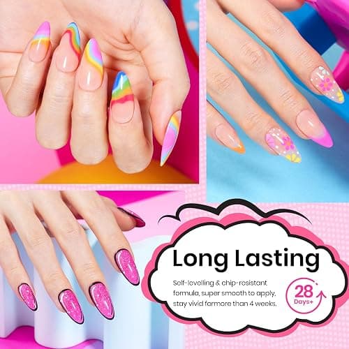 Beetles Gel Polish 20 Colors Gel Nail Kit with 3Pcs Gel Base and Top Coat Glossy Matte Gel 18Pcs Gel Art Polish & 2Pcs White Black Liner Gel for Swirl Comic Book Pop Art Nails Glitter for Girls Women thumbnail 5