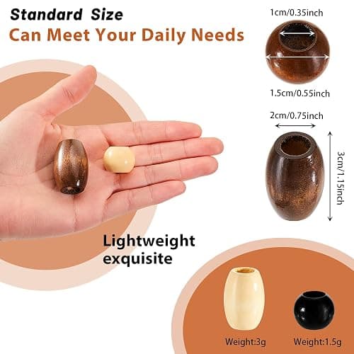 WILLBOND 130 Pieces Macrame Wooden Beads Loose Beads with 10 mm Large Hole for Macrame Making Kits Supplies Jewelry Making Hair DIY Craft Handmade Decor(Wood Color,Classic) thumbnail 2