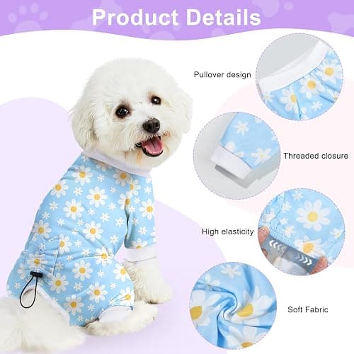 Bienbee Dog Pajamas, 4 Pack Cute Soft Dog Puppy Clothes Dogs Pjs Onesies Jammies Outfit Adjustable Breathable & Stretchy Clothes for Small Medium Large Dogs Girl Boy Puppy-S thumbnail 6