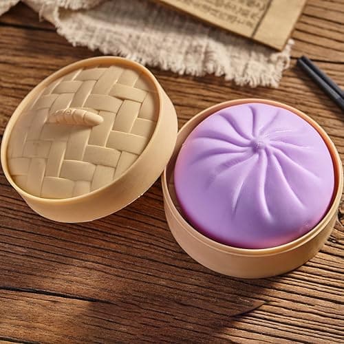 Giant Glitter Dumpling, Giant Dumpling Squishy, Mega Rainbow Dumplings, Cute Anxiety Relief Fidget Toy, Soft Squeeze Decompression Dough for Adults (Purple) thumbnail 2