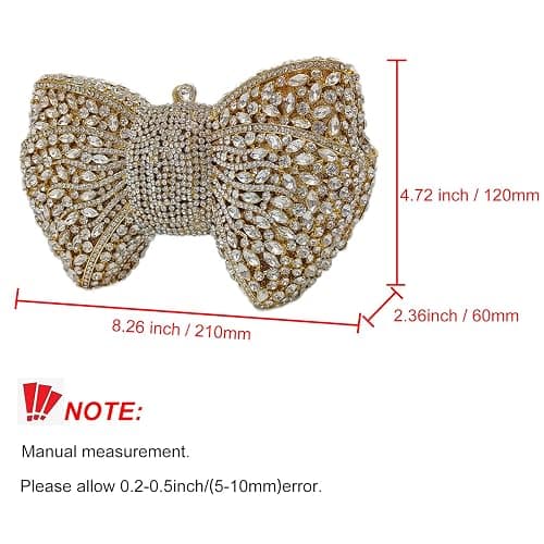 HUANG ZHUANG Bowknot Luxury Crystal Clutch Women Glitter Rhinestone Evening Bag for Party Wedding thumbnail 3