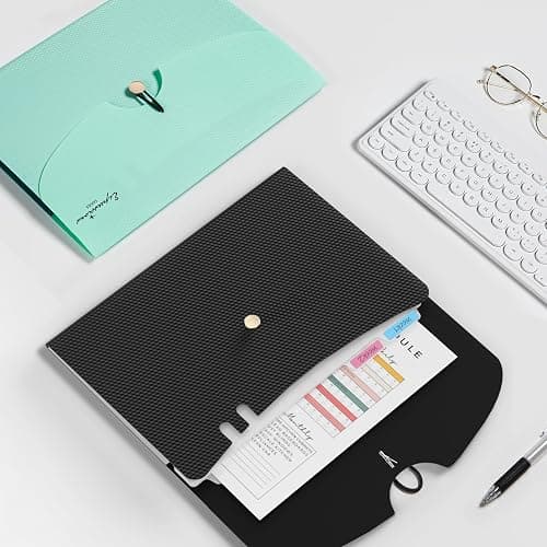 Sooez 7 Pocket Accordion File Organizer, Premium Expanding File Folder | Letter Size Folders for Documents, Sleek Filing Folders with Bungee Closure, Portable Folders School Office Supplies, White thumbnail 2