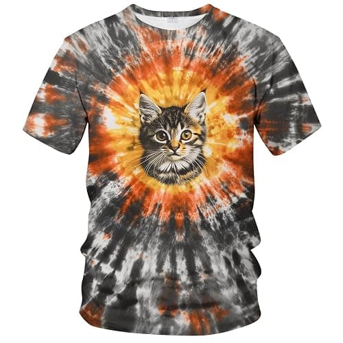 GHUALURU Men's Tie Dye Style T-Shirts Fun Animal Graphic Short Sleeves Shirt thumbnail 6