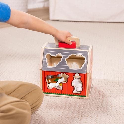Melissa & Doug Take-Along Wooden Toy Barn, 11-Pc Portable Toddler Playset with Farm Animals & Pop-Up Roof, Preschool Learning Toys for Girls & Boys 2+ thumbnail 2