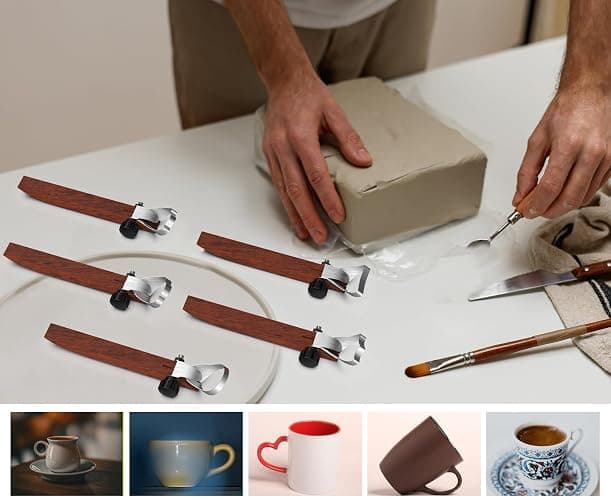 GEOCCI Pottery Handle Making Tool Sculpture Scraper Pottery Carving Tool Pottery Cup Handle Shape Tool for Tea Cup Mug Utensil Vase Handle Clay Cutters (5 PCS) thumbnail 5
