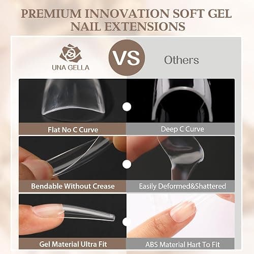 UNA GELLA XXL Coffin Nails Tips Full Cover 216pcs Extra Long Coffin Nail Tips No C Curve Clear Coffin Ballerina Nail Tips False Fake Acrylic Nails for Nail Extensions DIY Art Salon thumbnail 5