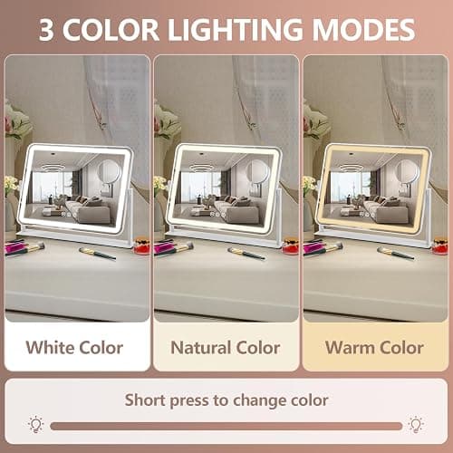 ViKert Vanity Mirror with Lights 5X Magnification Spot Mirror, Makeup Mirror with Lights, Lighted Makeup Mirror with 3 Color Lighting Modes, Dimmable thumbnail 4