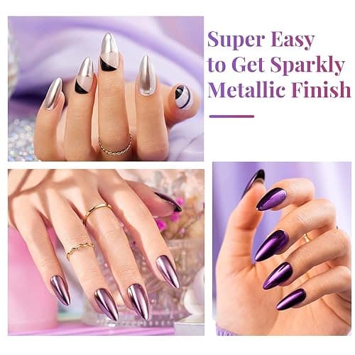 Beetles Chrome Nail Powder Mirror Effect Holographic Aurora Iridescent Pearlescent Manicure Art Decoration Glitter, 8 Colors 1g or 0.5g/Jar DIY Nail Art - A-Sliver Set thumbnail 4