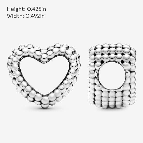 PANDORA Beaded Open Heart Charm - Romantic Heart Jewelry Gift with Gift Box - Textured Beaded Silhouette - Compatible with PANDORA Moments Bracelets - Sterling Silver thumbnail 6
