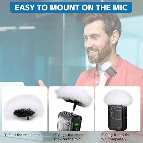 ZealSound DJI MIC 2 Windscreen Pop Filter for DJI MIC 2 / OSMO POCKET 3 Microphone Furry Wind Muff Windshield Professional Foam Cover Set (NOT for Dji Mic 1 Lavalier Lapel Mic),6 Pack-Gray White Pink - Gray/Pink/White thumbnail 5