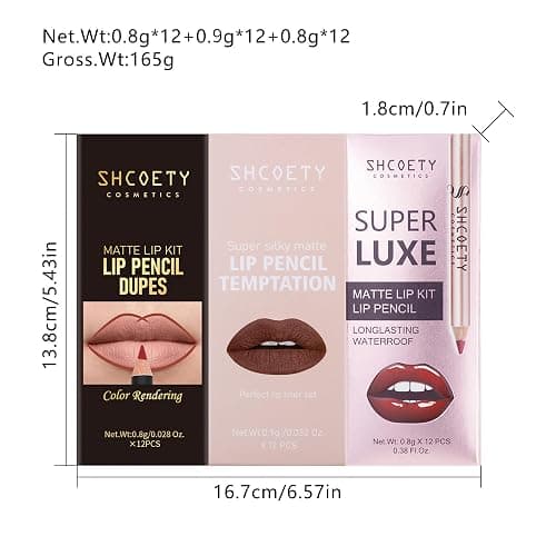 SHCOETY Matte Lip Liner Set, 36 Pieces Waterproof Lip Pencils,Assorted Colors thumbnail 3