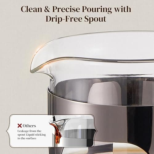 Veken French Press Coffee Maker 21oz 0.6 L, Single Serve Small Pot, Heat Resistant Thickened Borosilicate Glass,Stainless Steel Brewer,Cold Brew Cafetera Teapot for Kitchen Travel Camping, Dark Pewter thumbnail 9