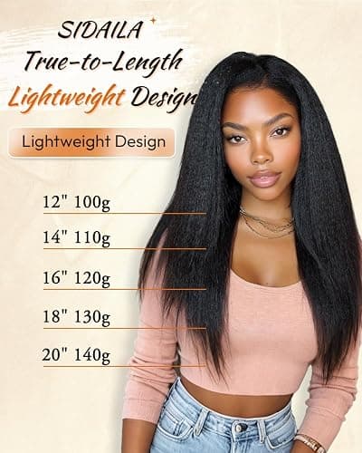 SIDAILA 5PCS Yaki Straight Clip in Hair Extensions 14 Inch Natural Black 1B | Handmade Double Weft Clip Ins for Black Women, Soft Yaki Texture, Full Volume, Lightweight & Easy Blend thumbnail 4
