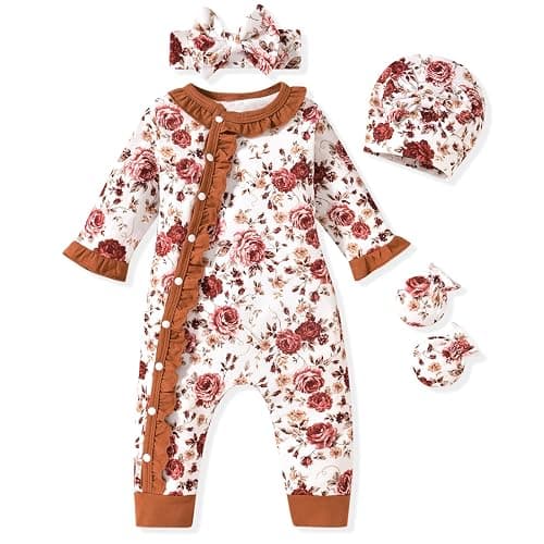 Aalizzwell Baby Girls Romper Outfit Fall Winter Clothes with Accessories - Image 1