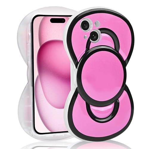 Aleviker Cute Cases for iPhone 13, 3D Bow Shaped Phone Cover Soft Silicone Protective Phone Case for Girls Women Pink - Image 1