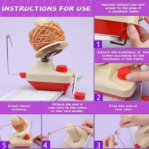 BUTUZE Yarn Ball Winder, Yarn Winder for Crocheting, Stitch Markers Knitting Kit, Pom Pom Maker, Convenient Ball Winder Hand Operated for Yarn, with Easy Installation for Yarn Storage thumbnail 5