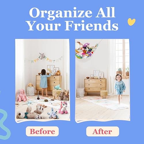 Lilly's Love Stuffed Animal Hammock, 2 Pack | Corner Hanging Organizer, Toy Storage, Stuffed Animal Storage | Easy to Hang Plushie Net w/Anchors & Hooks | Cute Room, Bedroom & Home Decor (White) thumbnail 4