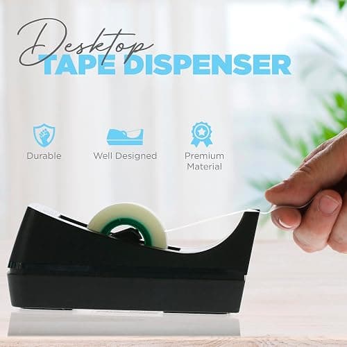 Desktop Tape Dispenser - Non-Skid Base - Weighted Tape Roll Dispenser - Perfect for Office Home School (Tape not Included) 4 Pack thumbnail 3