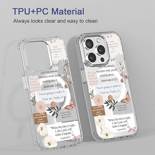 Mlahiotte Magnetic for iPhone 17 Pro, Compatible with Magsafe, Christian Quotes Collage Phone Case Clear Shockproof Protective Cover for Women Girls thumbnail 4