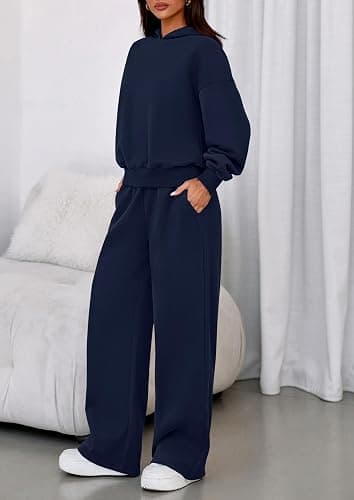 PRETTYGARDEN Womens Sweatsuits 2 Piece Set 2025 Casual Winter Long Sleeve Hoodie Loose Wide Leg Sweatpants Fall Tracksuit thumbnail 3