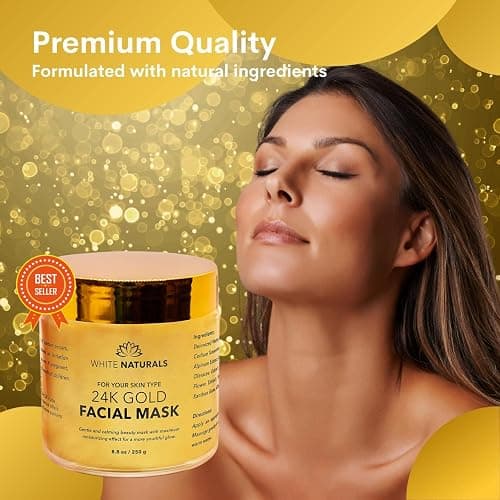 White Naturals One Day Sale 24K Gold Facial Mask, Anti-Aging Gold Face Mask For Flawless & Moisturizes Skin, Helps Reduces Wrinkles, Fine Lines & Acne Scars, Removes Blackheads, Dirt & Oils thumbnail 7