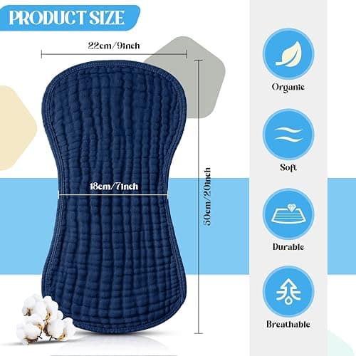Frienda 6 Pack Muslin Burp Cloths Cotton Large 20''x 9'' Extra Absorbent and Soft Baby Burping Cloth for Baby Boy Girl Unisex(Retro Colors) thumbnail 3