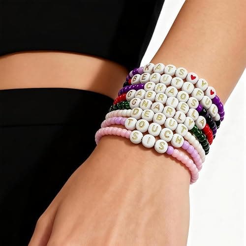 8PCS Katseye Concert Merch Inspired Friendship Bracelet, K-Pop Style Beaded Unisex Jewelry for Costume & Fan Events, Matching Accessory for Katseye Lightstick & Hoodie, Gift for Valentine's Day and thumbnail 5