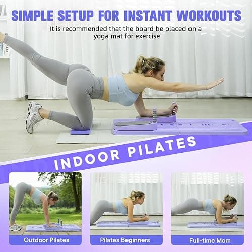 Upgraded Split Pilates Board-Pilates Reformer Set 6 in 1 Multifunctional Abdominal Fitness Board for Home Workout Equipment, Foldable Pilates Portable Reformer Machine, Ab Board Trainer for Women thumbnail 5