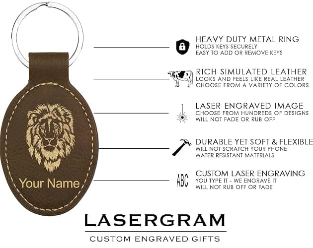 LaserGram Oval Keychain, Horse Head 1, Personalized Engraving Included (Rustic with Gold) thumbnail 6
