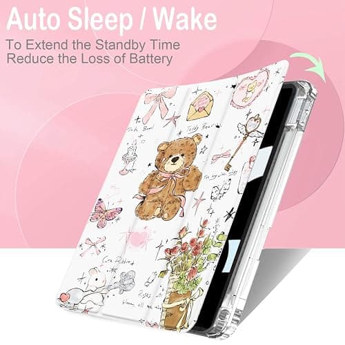 Feams Case for iPad A16 11th Generation 11 Inch 2025, iPad 10th Generation 10.9 Inch 2022 Case Clear Back Cover with Pencil Holder & Auto Sleep, Cute Girls' Daily thumbnail 3