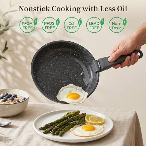 YASHE 15Pcs Nonstick Pots and Pans Set with Removable Handle, Oven Safe | Non-Toxic Stackable Cookware Set for RVs, Camping, PFOS/PFOA-Free Induction Compatible thumbnail 4