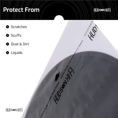 Hudson Hi-Fi Anti-Static Vinyl Record Inner Sleeves 100 Pack - Durable Clear Disc Sleeves- Protect Your LP Albums from Scratches, Dust & Dirt - Acid-Free Rice Paper Interior Disc Covers thumbnail 2