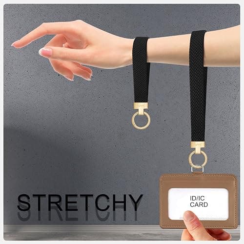 Fishent Stretchy Wristlet Keychain, Cute Key Chain, Woven Wrist Lanyard for Car Keys with 3 Keyrings and D-ring for Women Men thumbnail 3