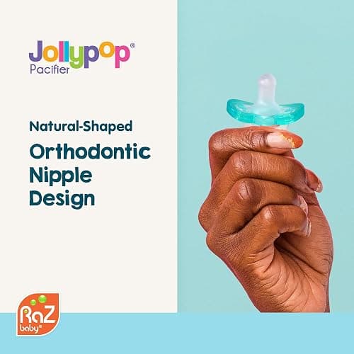 RaZbaby Jollypop Pacifier for Newborns & Up, USA Made, Natural Shaped Orthodontic Binky, Lovingly Shared in NICUs & Hospitals Worldwide, Medical-Grade 100% BPA-Free - 0-3 Months, 2 Pack - Lavender thumbnail 3