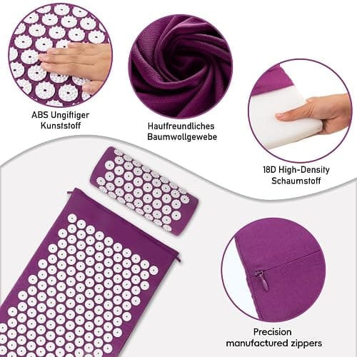 Tapis d'acupression, tapis d'acupuncture, tapis d'acupression pour soulager les douleurs de la nuque et du dos, tapis d'acupression avec relaxation musculaire et réduction du stress, tapis Shiatsu thumbnail 4