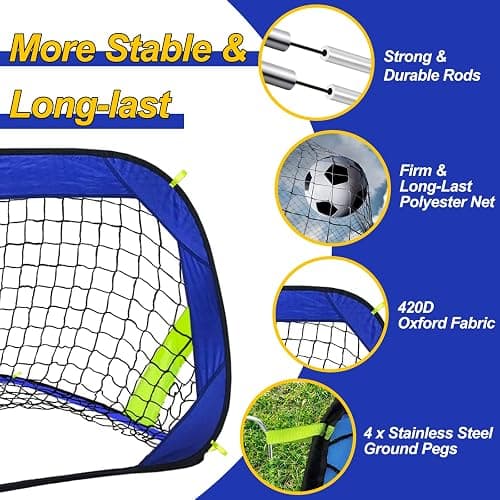 EVERRUSH Pop Up Soccer Goals Nets for Backyard Beach Soccer Training Net Mini Portable Foldable Lightweight Indoor + Outdoor Football Goal with Carry Bag thumbnail 2