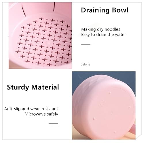 Layron Ramen Cooker Ramen Bowl Set with Chopsticks Microwave Noodle Bowl College Dorm Room Essentials for Girls for Boys Apartment Essentials (pink) thumbnail 4
